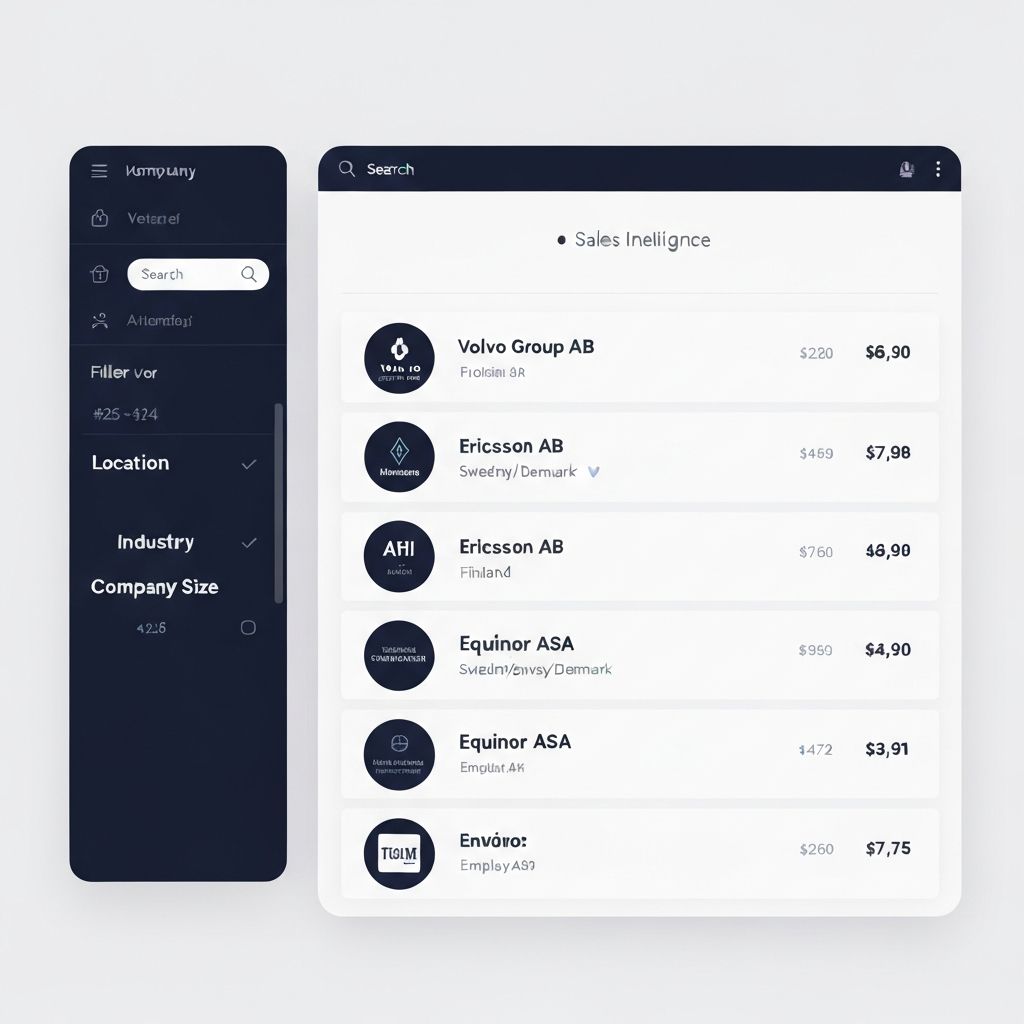 NordicB2B dashboard showing unified search across Nordic markets